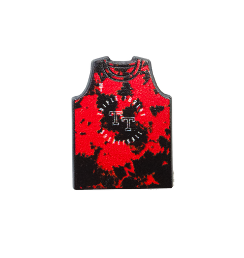 Triple Threat jibbit/Croc charm of Triple Threat red and black tie dye singlet 