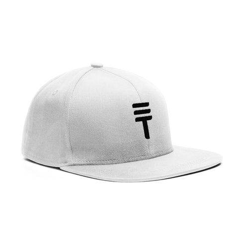 White Triple Threat snapback with a black Triple Threat logo