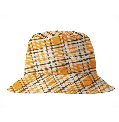 Orange plaid bucket hat with Triple Threat logo and name  on front embroidered